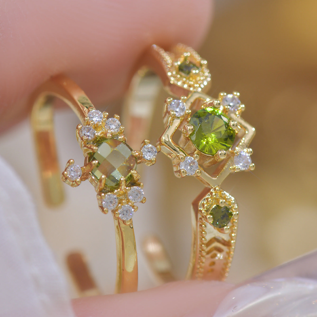 French Style Design Purple Zircon Set Ring For Women