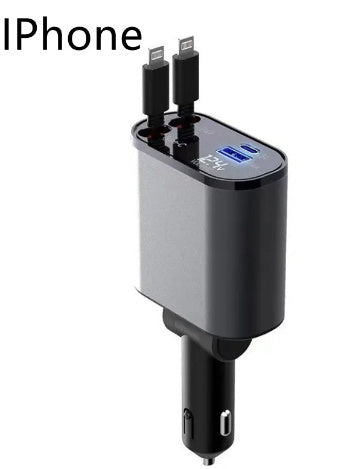 Metal Araç Şarj Cihazı 100W Süper Hızlı Şarjlı Araç Çakmak USB ve TYPE-C Adaptörü