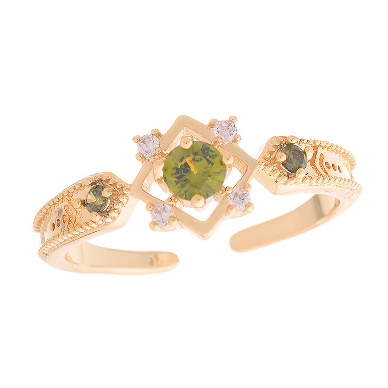 French Style Design Purple Zircon Set Ring For Women