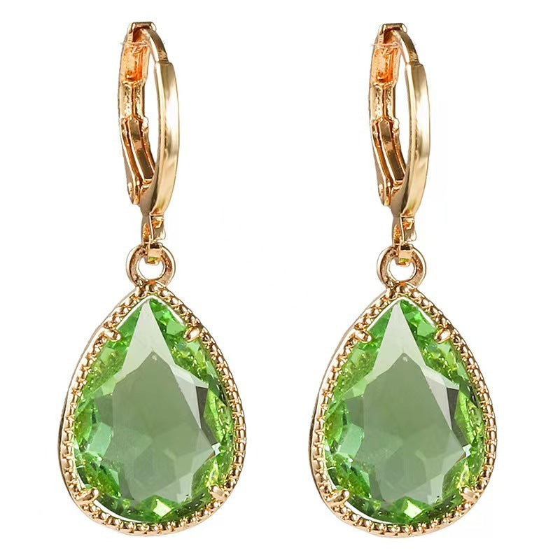 Glass Water Drop Copper Colorful Rare Earth Earrings