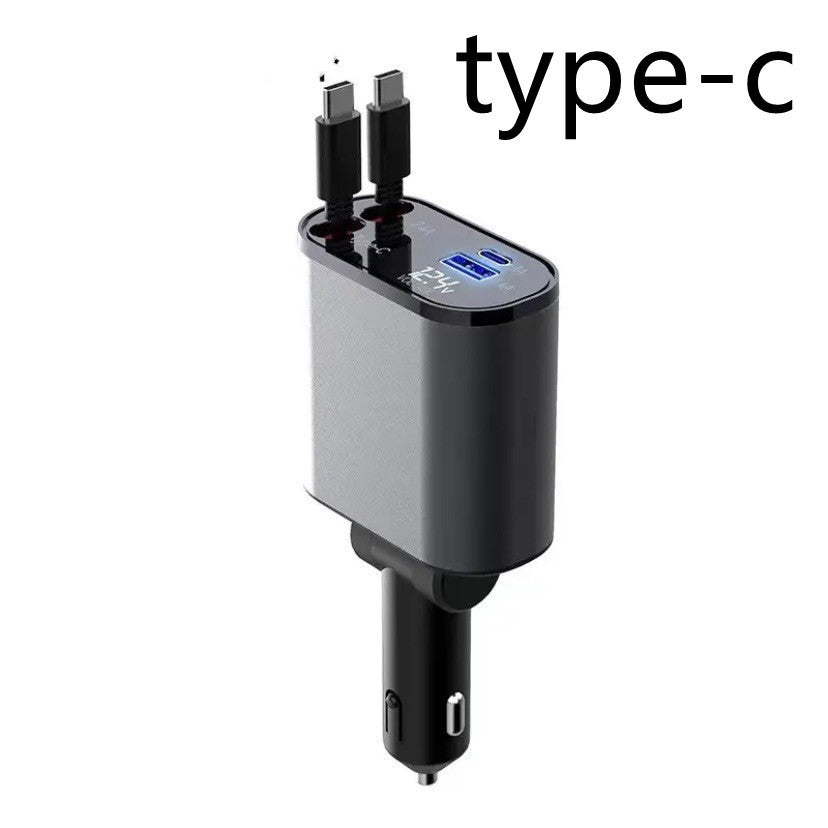 Metal Araç Şarj Cihazı 100W Süper Hızlı Şarjlı Araç Çakmak USB ve TYPE-C Adaptörü