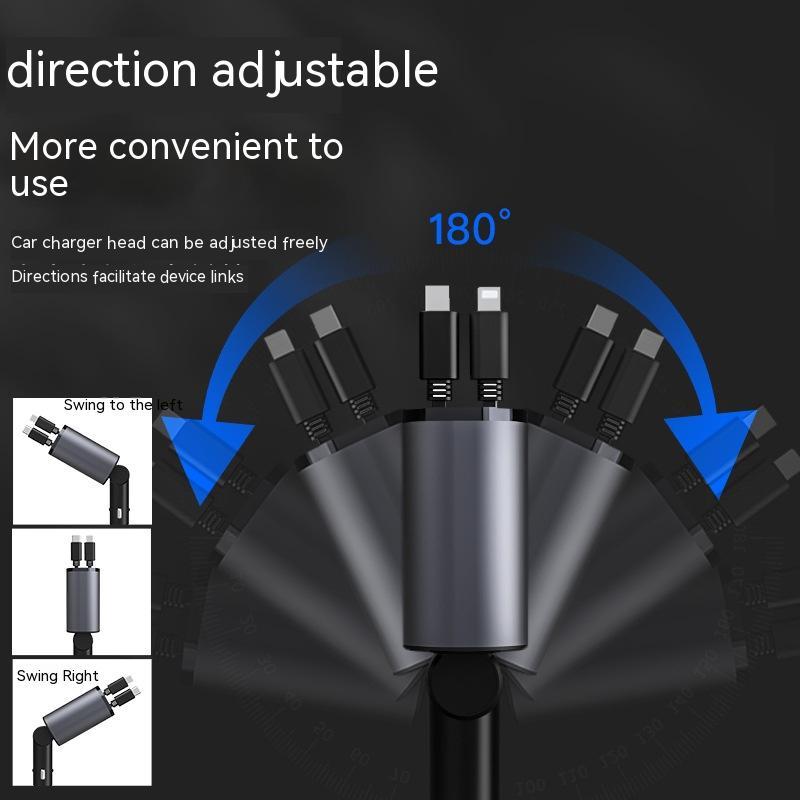 Metal Araç Şarj Cihazı 100W Süper Hızlı Şarjlı Araç Çakmak USB ve TYPE-C Adaptörü