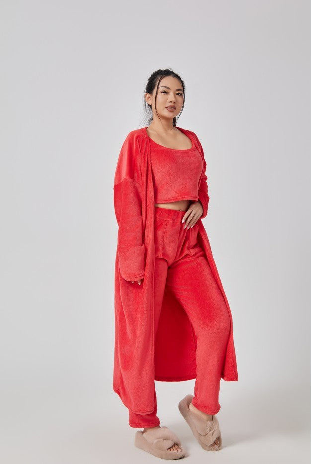 Rahat Pijama Takımı, 3 Parçalı Ev Giyim Takımı, Şirin Ev Giyimleri, Sıcak Takım Elbise Setleri, Uyumlu Takım, Ev Giyim Takımı, 3 Parçalı Pantolon Takımları, Kadın Kışlık Elbise