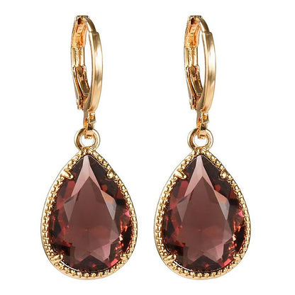 Glass Water Drop Copper Colorful Rare Earth Earrings