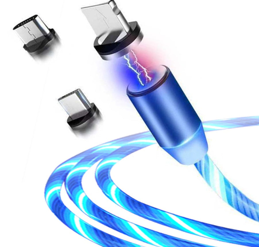 Apple ile uyumlu, iPhone Android Type-C için Flowing Light Manyetik Akış Veri Hattı Kablosu