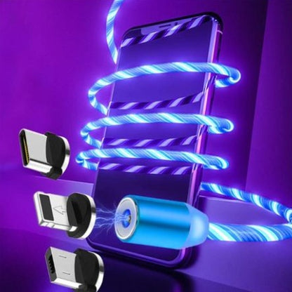 Apple ile uyumlu, iPhone Android Type-C için Flowing Light Manyetik Akış Veri Hattı Kablosu