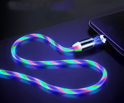 Apple ile uyumlu, iPhone Android Type-C için Flowing Light Manyetik Akış Veri Hattı Kablosu