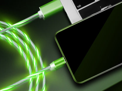 Apple ile uyumlu, iPhone Android Type-C için Flowing Light Manyetik Akış Veri Hattı Kablosu