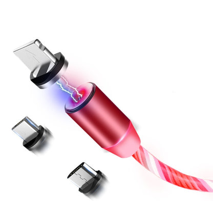 Apple ile uyumlu, iPhone Android Type-C için Flowing Light Manyetik Akış Veri Hattı Kablosu