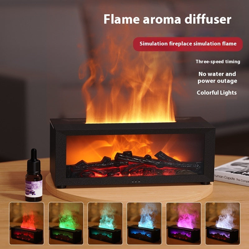 Yeni Alev Aromaterapi Makinesi Renkli Esansiyel Yağ Difüzörü Ev Büyük Sis Hacmi Alev Nemlendirici 3D Alev Şömine Makinesi