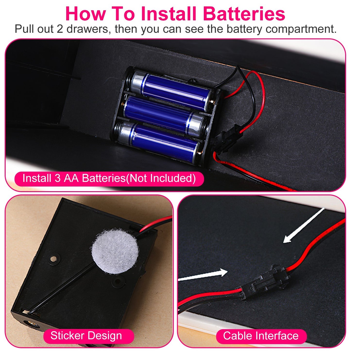 1 Set LED Aynalı Mücevher Kutusu, 2 Çekmeceli 3 Katlı Mücevher Düzenleyici, 3 Aynalı PU Mücevher Tutucu, Küpeler, Yüzükler, Bilezikler, Kolyeler İçin Kısılabilir Işık Renkleri