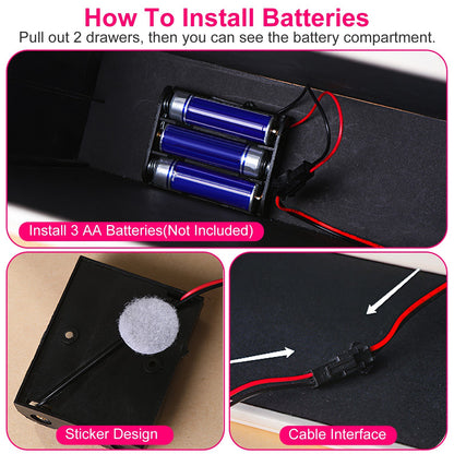 1 Set LED Aynalı Mücevher Kutusu, 2 Çekmeceli 3 Katlı Mücevher Düzenleyici, 3 Aynalı PU Mücevher Tutucu, Küpeler, Yüzükler, Bilezikler, Kolyeler İçin Kısılabilir Işık Renkleri