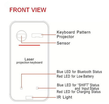 LEING FST Sanal Lazer Klavye Bluetooth Kablosuz Projektör Telefon Klavyesi Bilgisayar, Tablet, Dizüstü Bilgisayar ve Fare Fonksiyonu İçin