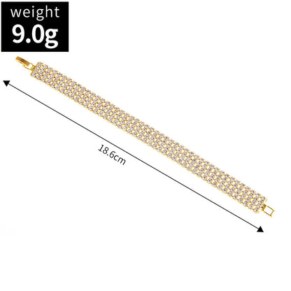 Three Drainage Diamond Bracelet Women's Full Diamond Simple European And American Style Popular Ornament