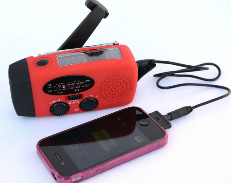 Güneş enerjili el kranklı USB şarjlı radyo el feneri