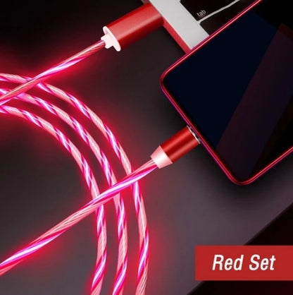 Apple ile uyumlu, iPhone Android Type-C için Flowing Light Manyetik Akış Veri Hattı Kablosu