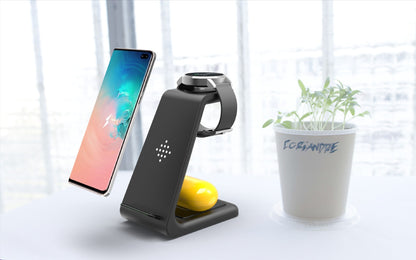 3'ü 1 Arada Hızlı Şarj İstasyonu Kablosuz Şarj Standı Telefon Tutucu İçin Kablosuz Hızlı Şarj Yuvası