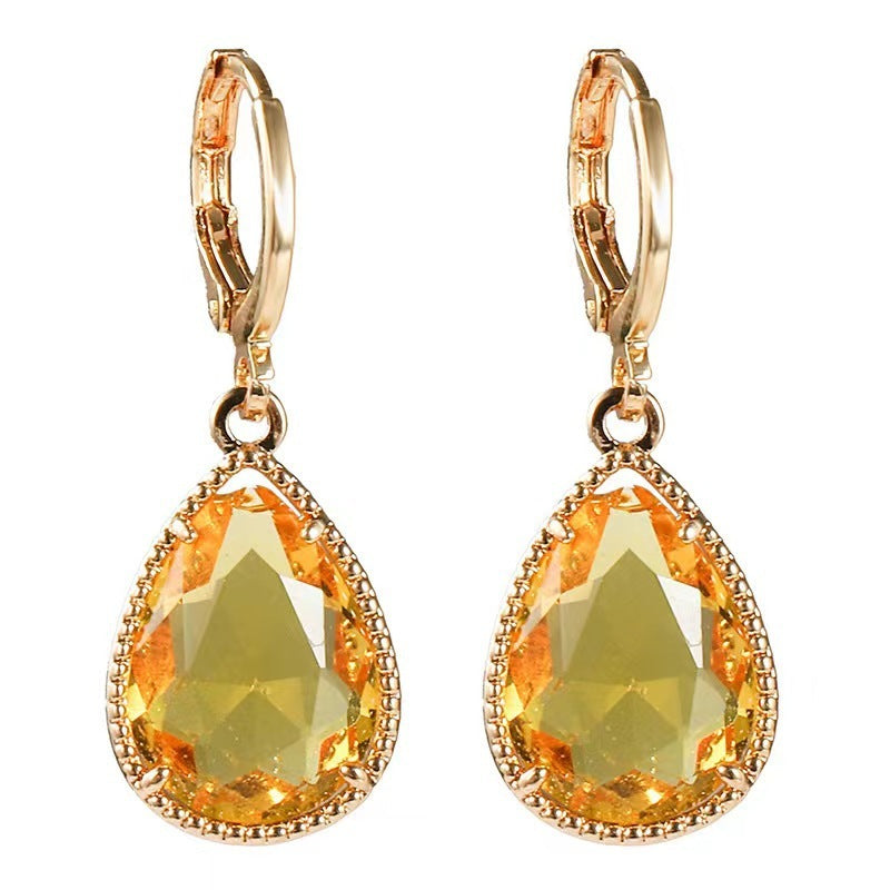 Glass Water Drop Copper Colorful Rare Earth Earrings