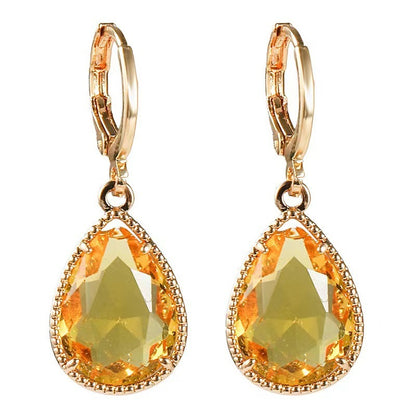 Glass Water Drop Copper Colorful Rare Earth Earrings