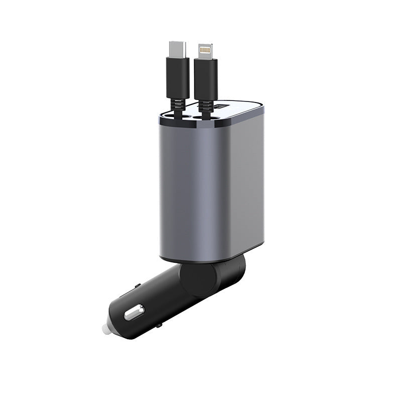 Metal Araç Şarj Cihazı 100W Süper Hızlı Şarjlı Araç Çakmak USB ve TYPE-C Adaptörü