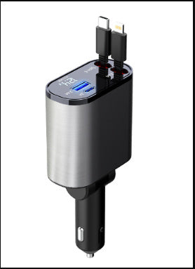 Metal Araç Şarj Cihazı 100W Süper Hızlı Şarjlı Araç Çakmak USB ve TYPE-C Adaptörü