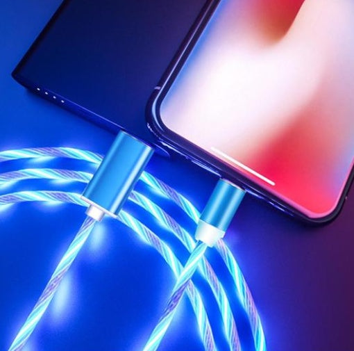 Apple ile uyumlu, iPhone Android Type-C için Flowing Light Manyetik Akış Veri Hattı Kablosu