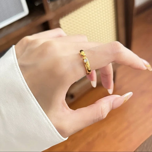 Color Retaining Ancient Law Alluvial Gold Spot Drill Loach Back Ring