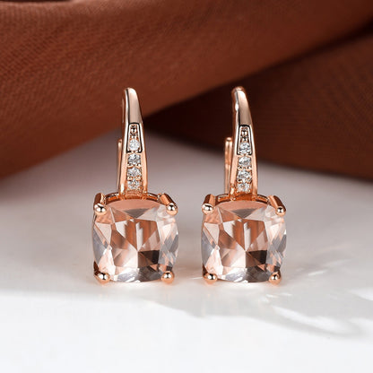 Square Zircon Inlaid Ear Hook Korean Style Fashion All-matching