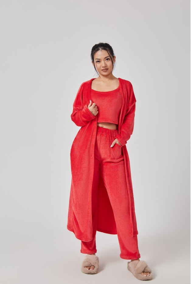 Rahat Pijama Takımı, 3 Parçalı Ev Giyim Takımı, Şirin Ev Giyimleri, Sıcak Takım Elbise Setleri, Uyumlu Takım, Ev Giyim Takımı, 3 Parçalı Pantolon Takımları, Kadın Kışlık Elbise