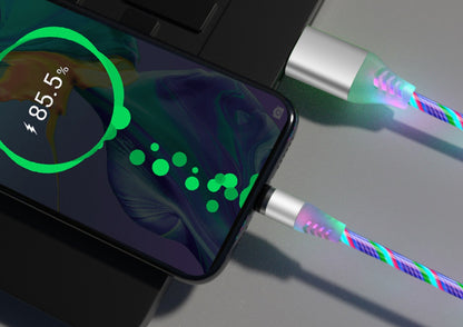 Apple ile uyumlu, iPhone Android Type-C için Flowing Light Manyetik Akış Veri Hattı Kablosu