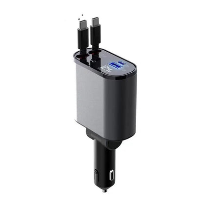 Metal Araç Şarj Cihazı 100W Süper Hızlı Şarjlı Araç Çakmak USB ve TYPE-C Adaptörü