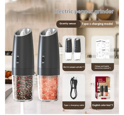 Elektrikli Yerçekimli Karabiber Öğütücü Tuz Öğütücü Ayarlanabilir Kalınlık / Electric Gravity Pepper Grinder Salt Grinder  Adjustable Coarseness