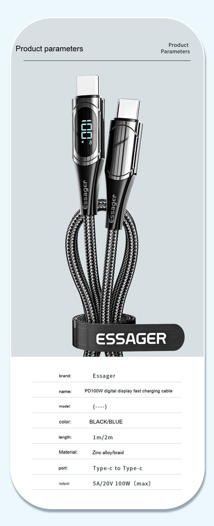 Fast Charge 100W Dual Type-c Super Fast Charge Data Cable