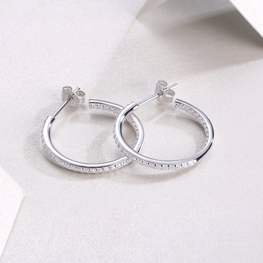 Ribbon - Square Moissanite S925 Sterling Silver Earrings With Platinum-plated Stud Earrings, A Fashionable And Luxurious Diamond Jewelry Accessory
