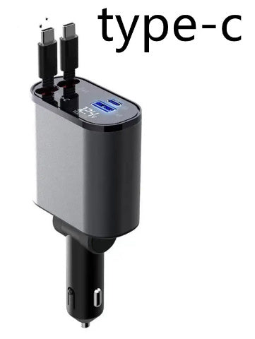 Metal Araç Şarj Cihazı 100W Süper Hızlı Şarjlı Araç Çakmak USB ve TYPE-C Adaptörü