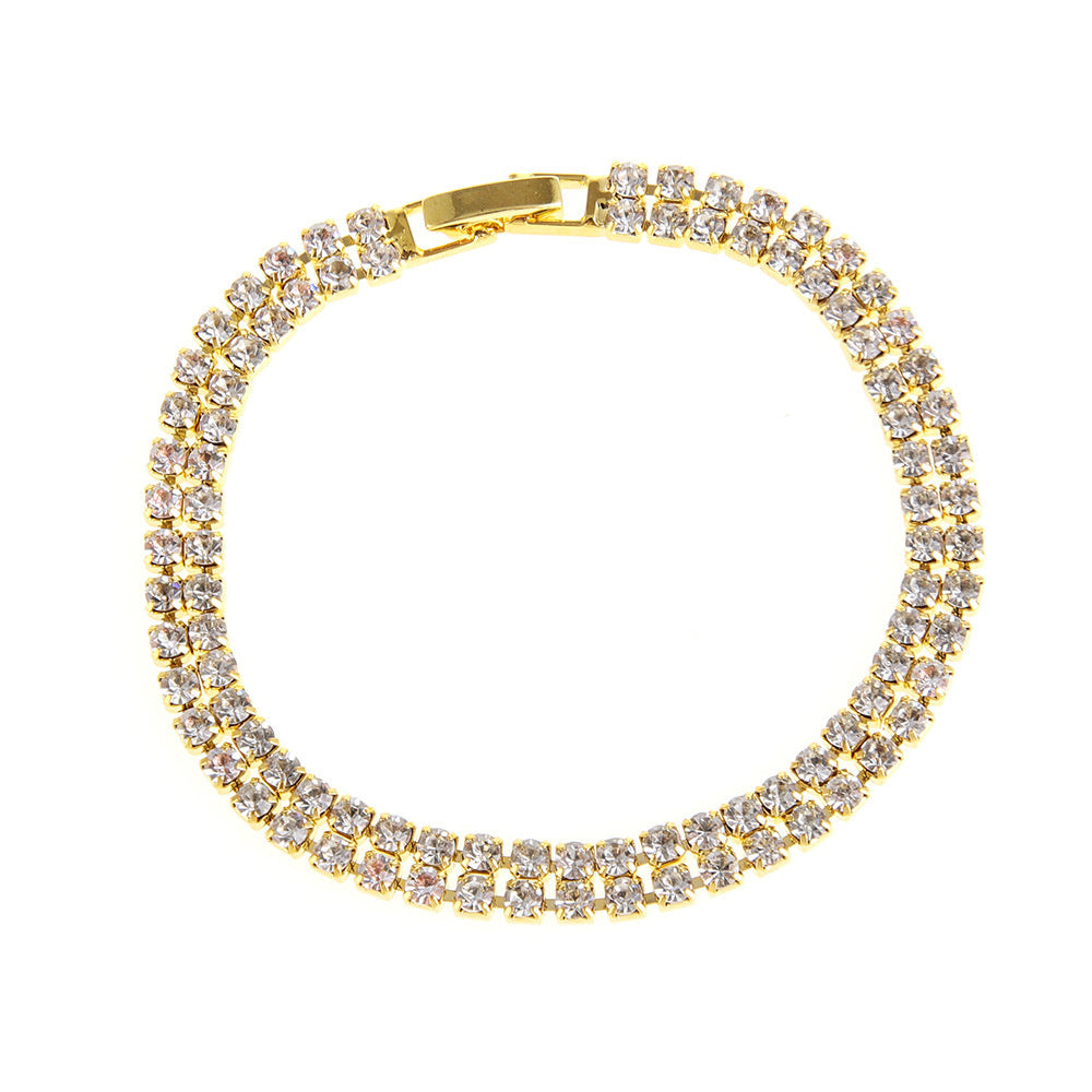 Three Drainage Diamond Bracelet Women's Full Diamond Simple European And American Style Popular Ornament
