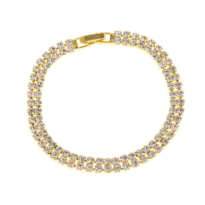 Three Drainage Diamond Bracelet Women's Full Diamond Simple European And American Style Popular Ornament