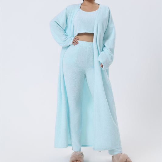 Rahat Pijama Takımı, 3 Parçalı Ev Giyim Takımı, Şirin Ev Giyimleri, Sıcak Takım Elbise Setleri, Uyumlu Takım, Ev Giyim Takımı, 3 Parçalı Pantolon Takımları, Kadın Kışlık Elbise