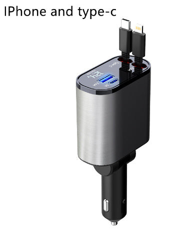 Metal Araç Şarj Cihazı 100W Süper Hızlı Şarjlı Araç Çakmak USB ve TYPE-C Adaptörü