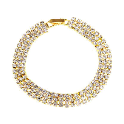 Three Drainage Diamond Bracelet Women's Full Diamond Simple European And American Style Popular Ornament