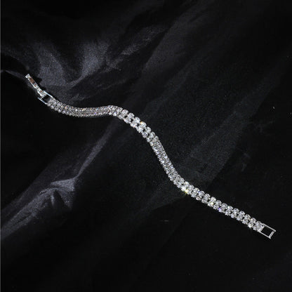 Three Drainage Diamond Bracelet Women's Full Diamond Simple European And American Style Popular Ornament
