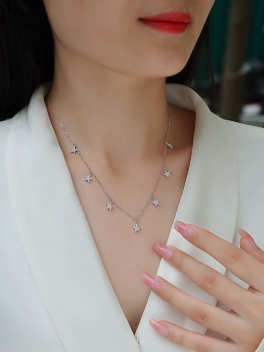 Star Love - A Fashionable And Luxurious Diamond Jewelry Pendant Set With Moissanite S925 Sterling Silver And Platinum Plating