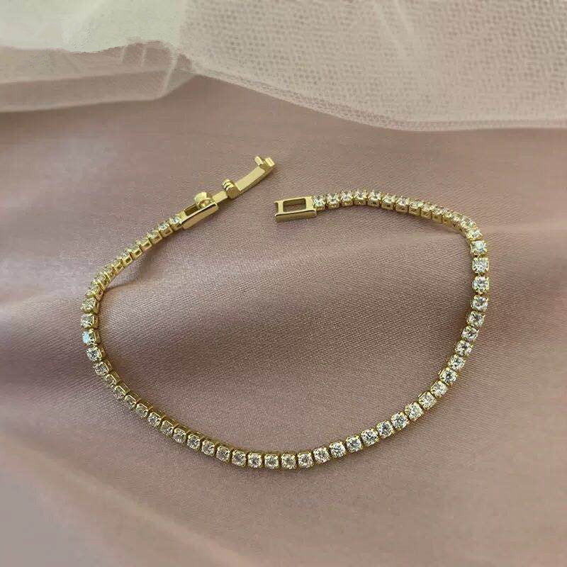 Three Drainage Diamond Bracelet Women's Full Diamond Simple European And American Style Popular Ornament