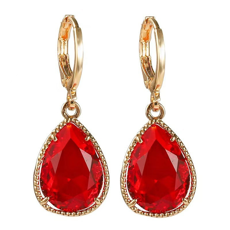 Glass Water Drop Copper Colorful Rare Earth Earrings