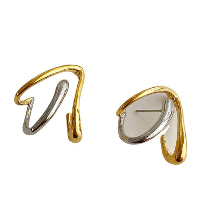Niche Design Irregular Earrings Women's Temperamental Cold Style Contrast Color