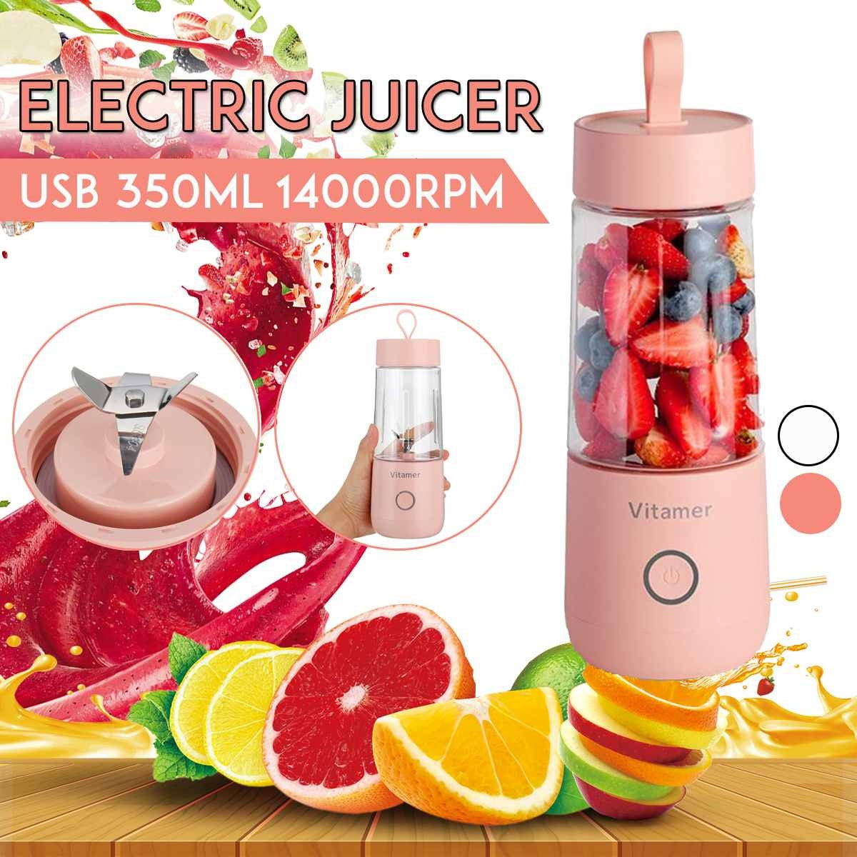 350 ml Taşınabilir Blender Sıkacağı Elektrikli USB Şarj Edilebilir Mikser Smoothie Slushy Bardak Meyve Suyu Blender Şişesi USB Şarjlı Mutfak Aletleri