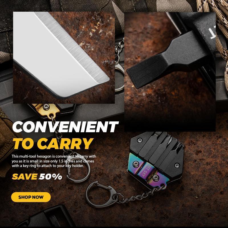 Multifunctional Hexagon Coin Pocket Knife Folding Knife Outdoor Tool / Çok İşlevli Altıgen Madeni Para Cep Bıçağı Katlanır Bıçak Açık Hava Aleti