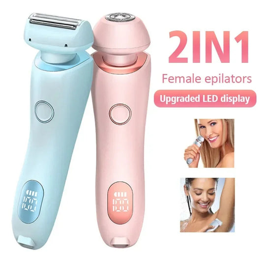 2'si 1 Arada Tüy Dökücü Epilatör USB Şarj Edilebilir Düzeltici Kadın Vücut Tıraş Makinesi Yüz Bacak Koltuk Altı Bikini El Kasık Tıraş Makinesi Tüy Dökücü