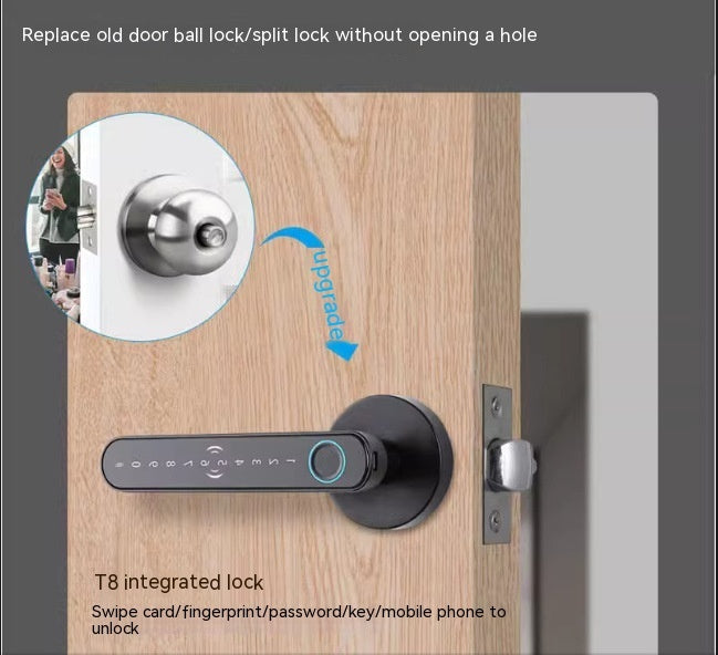 Punch-free Fingerprint Lock Household Wooden Door Smart Lock / Delinmeyen Parmak İzi Kilidi Ev Ahşap Kapı Akıllı Kilidi