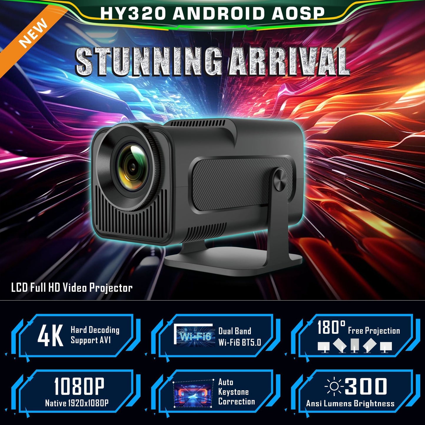 Portable Projector Small Straight Household / Taşınabilir Küçük Düz Ev Projektörü